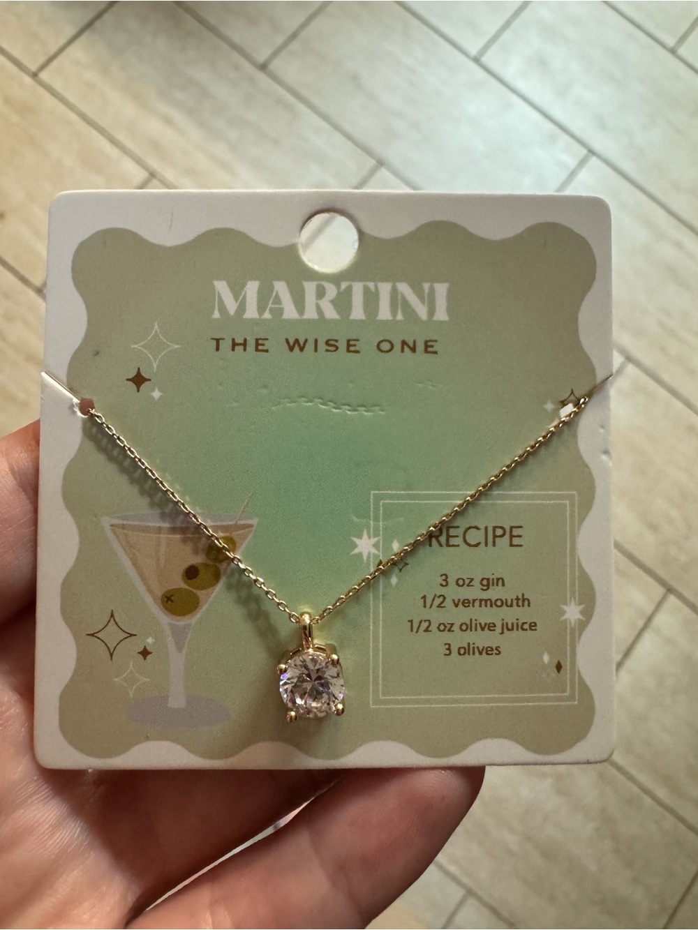 NWT Martini faux diamond necklace